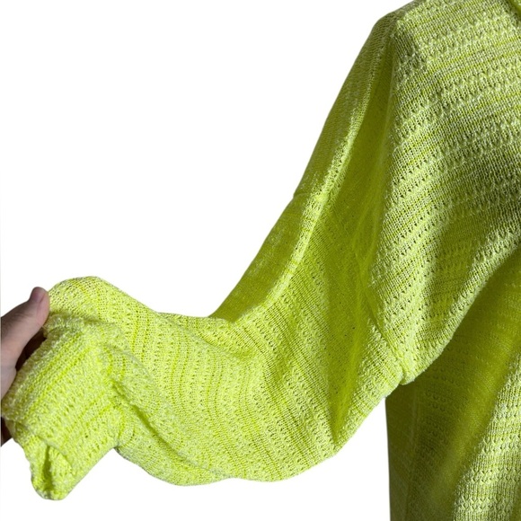 Anthropologie Astrid Open Knit Kimono Cardigan Neon Yellow Green One Size - Picture 4 of 7